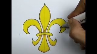 How to Draw FLEUR DE LIS Step by Step [upl. by Elletsyrk]