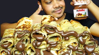 ASMR Nutella Chocolate Crepe Rolls Eating  Nutella Crepe Rolls Mukbang [upl. by Aivataj]