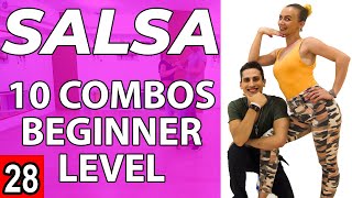 Salsa Tutorial 28 10 beginner salsa patternscombos  by MariusampElena 2020 [upl. by Altis]