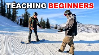 Teaching Complete Beginners How To Snowboard [upl. by Ahtela]