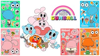 Sticker ASMR Cartoon Network Gumball Stickers Decorating Anais Nicole Richard Darwin paperdiy [upl. by Veradia]