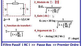 Filtre Passif RC PASSE BAS premier ordre [upl. by Ereveneug]