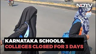 Hijab Row All Schools And Colleges In Karnataka Shut For 3 Days [upl. by Einnig808]