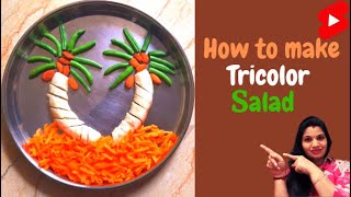 Shorts How to make Tricolor salad Creative Tricolor Palm tree Tiranga salad Salad for kids😊 [upl. by Desma]