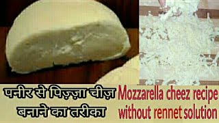 पनीर से पिज़्ज़ा चीज़ बनाने का तरीका  mozzarella cheez recipe without rennet solution  by seema [upl. by Marinna640]