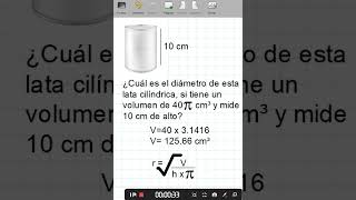 Determinar el diámetro de una lata cilíndrica shorts matemática [upl. by Rebmit]