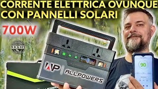 Ricarico una centrale elettrica 220V anche con i pannelli solari Power station Allpowers 700W AC [upl. by Annaoi704]