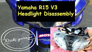 Yamaha R15 V3 Headlight disassembly [upl. by Rosalynd]