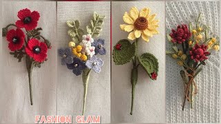 Crochet Bunch Of Flowers Brooch PinsWedding Flower Boutonniere Pattern [upl. by Ortiz]