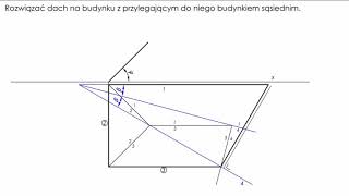 Geometria wykreślna Dach nad budynkiem z sąsiadem  przypadek 1 [upl. by Penelope293]