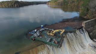 Drone footage Barge dislodged near Stevens Creek Dam [upl. by Assille359]