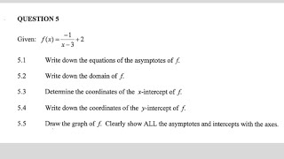 Grade 11 amp12 Functions Hyperbola 2021 Nov Past Paper [upl. by Fujio]