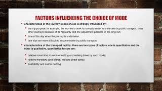 Lectures 7 Transportation Planning Modeling 2020 Mode Choice models [upl. by Hyo]