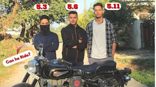 Royal Enfield Standard 350 Seat Height Test 53 to 6 ft Comparision [upl. by Naujuj]