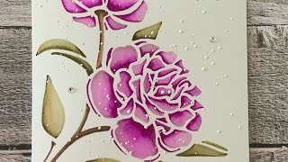 Sweet Poppy Stencils Peony with zig watercolour brush pens video 4 [upl. by Eliga]