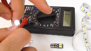 How to test LEDs using a cheap digital multimeter Cylindrical SMD LED [upl. by Ramak]