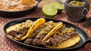 Tacos de Arrachera con Salsa Martajada de Habanero [upl. by Kusin]