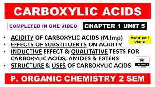 Unit 5 Carboxylic acid complete  Acidity of COOH  Pharmaceutical organic chemistry 2nd semester [upl. by Ntsud]