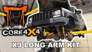 XJ Jeep Cherokee Long Arm Kit Install Core 4x4 [upl. by Old73]