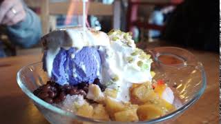 Flaming Halo Halo from Full House BBQ Las Vegas NV  Seeing Vegas Blog [upl. by Ysnap]