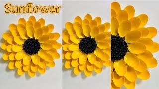 Beautiful Sunflower Making With Plastic Spoons 🌻  Flower Making Idea  Best Out Of Waste [upl. by Edmon]