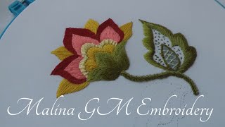 Wool Embroidery Flower Fantasy Jacobean Embroidery Crewelwork [upl. by Jaye]