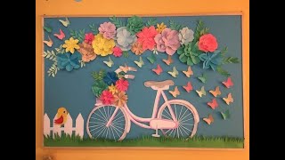 School decoration ideas  Classroom decoration ideas  Paper flower for classroom decoration [upl. by Dnamron]