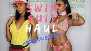 Vacation Swimsuit Haul  PrettyLittleThingMissguided [upl. by Pooi538]