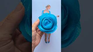 DiY Paper Towl Rose Dress 🌹 art artwork painting drawing fashion style design craft diy [upl. by Serica]