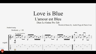 Love is Blue Lamour est bleu   Guitar Tutorial  TAB [upl. by Acissehc]