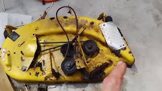 John Deere STX38 yellow deck transmission removal part 4 [upl. by Vudimir821]