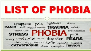 Types of phobia  list of Phobia  one word substitution [upl. by Yrrol]