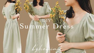 DIY Summer Dress 🌞🌿  Easy Summer Dress for Beginners  FREE PATTERNS [upl. by Rehposirhc]