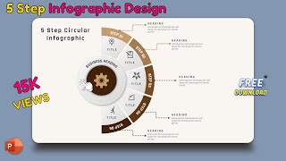 82PowerPoint Tutorial 5 Step Circular infographic Presentation  Free Download [upl. by Blatman]