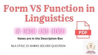 Form VS Function in Linguistics Form VS Function in Linguistic LectureForm in Linguistic Explained [upl. by Annaxor998]