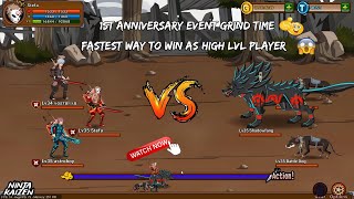 Ninja Kaizen  1st Anniversary Event Grind Time 1 Fast way to finish event battles  2024 [upl. by Assyle]