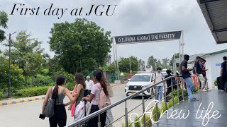 MY FIRST DAY AT JINDAL GLOBAL UNIVERSITY 🥺 hostel room tour 🏠♥️ [upl. by Atiekal]