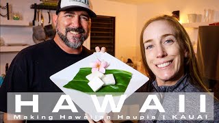 Making Hawaiian Haupia  Luau Dessert  KAUAI HAWAII Vacation Tips [upl. by Jerold906]