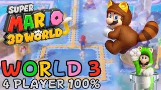 Super Mario 3D World  World 3 4Player 100 walkthrough [upl. by Heinrike]