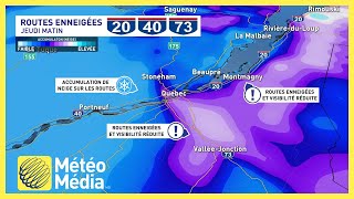 Neige  les conditions routières de ces régions sont à surveiller [upl. by Itsirhc]