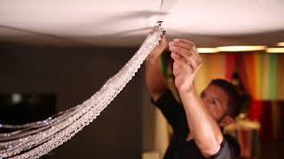 How to Hang a Crystal LED Lighted Ceiling Swag Panel by DecoStar™ [upl. by Bayless]