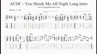 ACDC  You Shook Me All Night Long Intro Guitar Lesson [upl. by Ylrebmyk538]