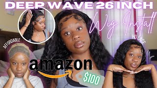 Curly Deep Wave 26 inch Wig Install Tutorial  AMAZON WIG  HD Lace  Detailed [upl. by Draner]