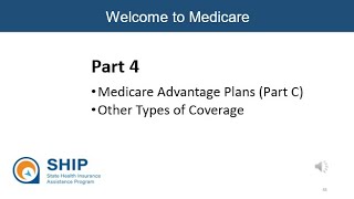 Welcome to Medicare  Part 4 Medicare Advantage Plans Part C Other Types of Coverage [upl. by Carlick]