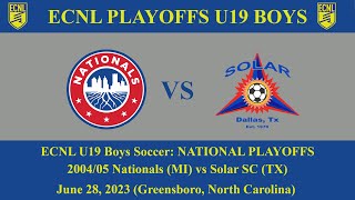 ECNL PLAYOFF HIGHLIGHTS U19 200405 Boys Soccer Nationals Boys Academy MI vs Solar SC TX [upl. by Easter]