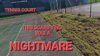 Tennis courts SCARIFYING was a NIGHTMARE Lawn reno [upl. by Animar843]