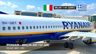 THE ICONIC LANDING IN CORFU  Ryanair Malta Air 737800  Milan MXP ✈ Corfu [upl. by Hanaj]