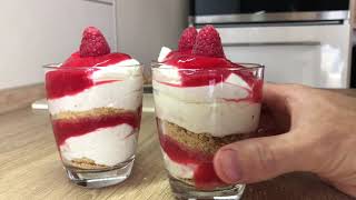 Himbeeren Raffaello Mascarpone Creme Dessert im GlasRaffaello mascarpone cream dessert in a glass [upl. by Ahsenad]