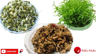 Microgreens Recipe In Malayalam ചെറുപയറിൻ്റെ ഇല കൊണ്ടുള്ള ഉപ്പേരി  തോരൻ [upl. by Ellebyam]