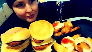 ASMR BURGERS 🍔 Creamy Coleslaw amp Chicken Sweet Chilli Potato Wedges amp Raw Onion 🧅 MARYAM 😋 [upl. by Irt]